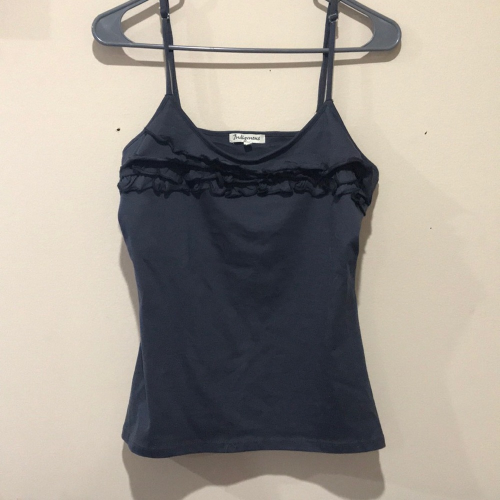 Dark grey tank with ruffles